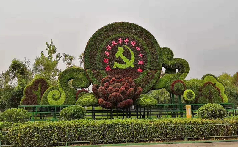 深圳大型植物绿雕景观现场白天实拍图