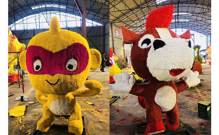 十二生肖仿真绢花卡通造型,猴子,牛