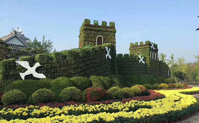 陕西西安景观植物绿雕实拍图