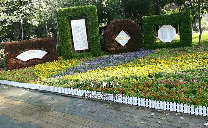 新疆简约立体花坛-五色草植物墙