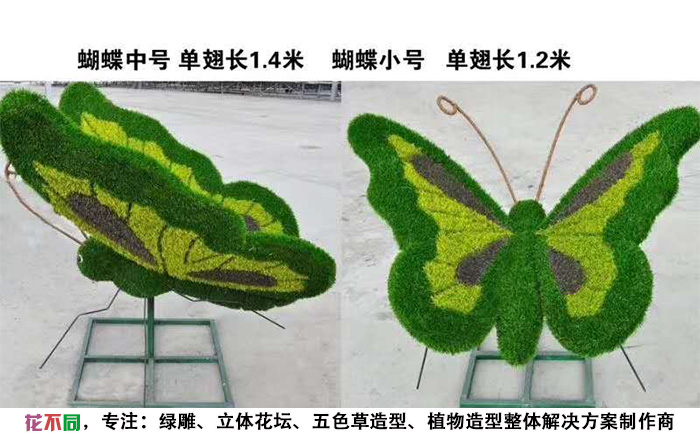 蝴蝶仿真绿雕造型实拍图片