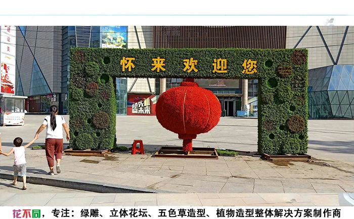 河北张家口怀来黄英您植物绿雕门现场实拍图