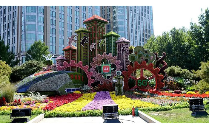 市政广场主题花境 五色草花境设计实景案例图