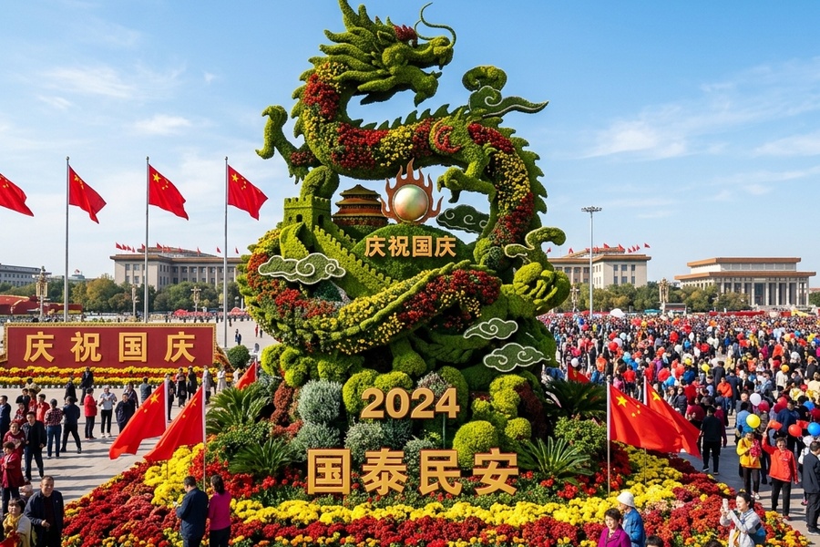 北方国庆期间绿雕布展实景