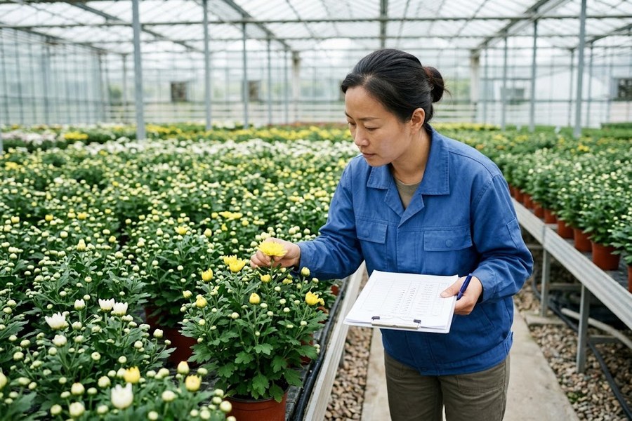 花型丰满色泽鲜艳且无病害斑点的精品独头菊展品特写实景